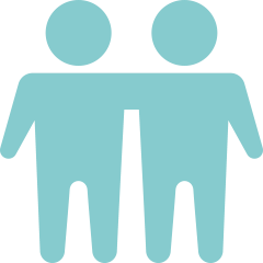 two people connected icon in blue
